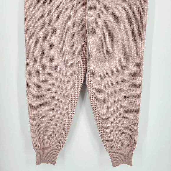 Ann Taylor Joggers M Waffle Knit Sweater Pull On Pants Lounge High Rise Pink NEW - Picture 8 of 12